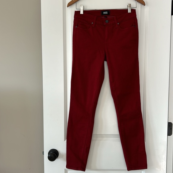 PAIGE Verdugo Ankle Jeans in Maroon Rose (Red) Sz 26 with MEASUREMENTS! - Picture 6 of 14